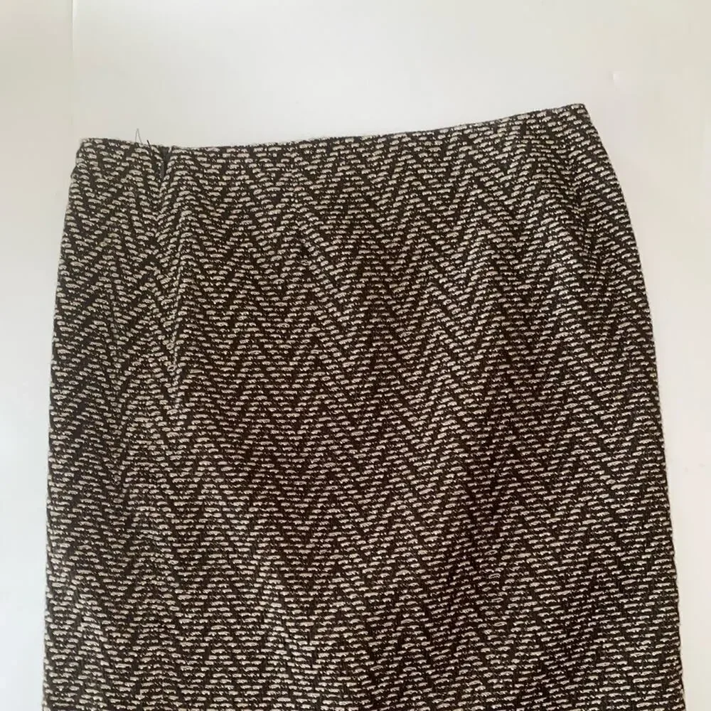 LIZ CLAIBORNE WOMENS TWEED SKIRT WITH LEATHER STRIPE SIZE 10 NWT - Picture 3 of 4